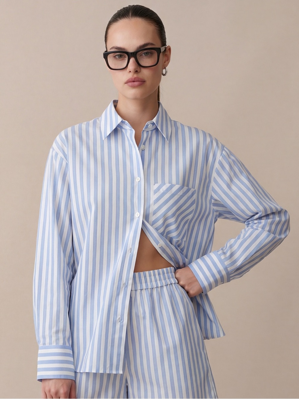 CAARA
TED Baker Factory Delma Blue Striped Oversized Button Down Top Blouse NWT